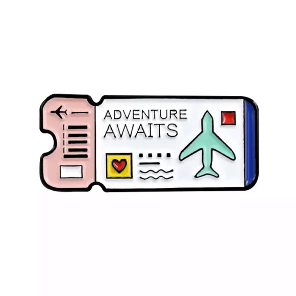 Jewelry - NEW Plane Ticket Travel Vacation Enamel Pin Brooch